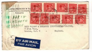 Canada 1943 Ww2 Censor Advertising Airmail Cover Toronto Macnine Postmark (99)