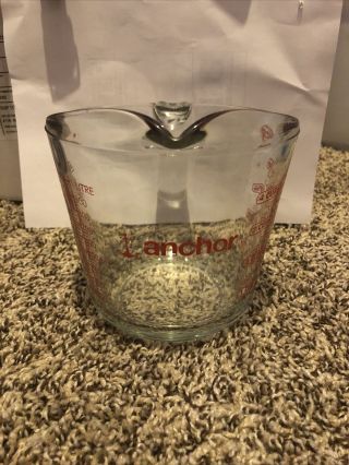 Anchor Hocking Glass 4 Cup 1 Quart Measuring Cup Red Letters/numbers