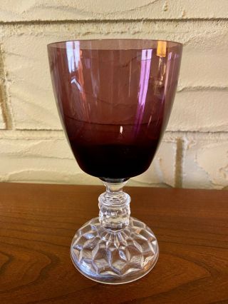 Four Fostoria Amethyst Burgundy American Lady 8oz Water Goblet Stemware Glass