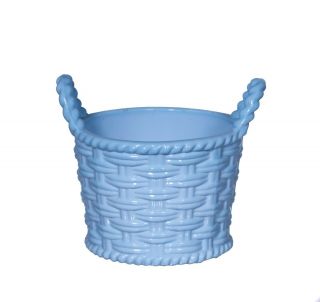 Sowerby Turquoise Blue Milk Glass Round Basket Posy Vase