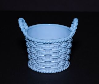 Sowerby Turquoise Blue Milk Glass Round Basket Posy Vase 2