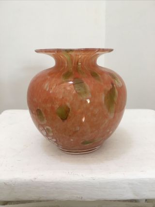 Very Pretty Vintage Mtarfa Art Glass Vase Signed On Base