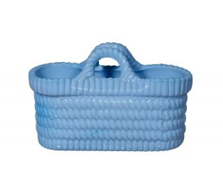 Sowerby Turquoise Blue Milk Glass Oblong Basket Posy Vase