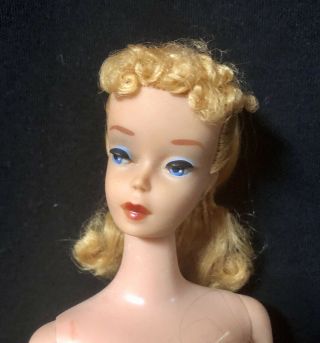 ❤️stunning Vintage Barbie 4 Blonde Ponytail Tight Curly Bangs Black & White Ss
