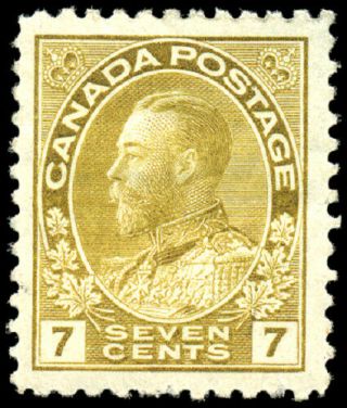 Canada 113 Vf Og Hr 1916 King George V 7c Yellow Ochre Admiral Cv$80.  00