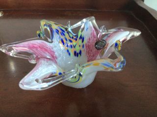 " Nuova " Murano Glass Starfish Shape Candle Holder Candy Dish Made In Italy