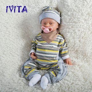 Ivita 18  Full Body Waterproof Silicone Reborn Doll Baby Girl Can Take Pacifier