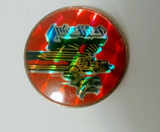 Vintage 80s Iron Maiden Foil Enamel Pin Badge Colorful Primary Red Green Yellow