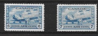 Canada 1942 - 43 6c,  7c Air Sg399,  400mm Cat £37