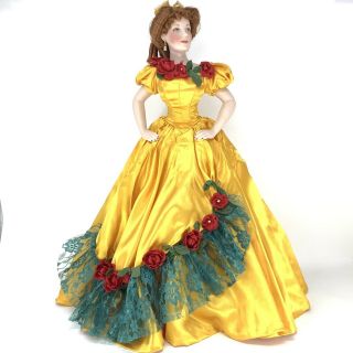 Belle Watling,  Gone With The Wind Franklin Porcelain Gold Dress Doll,  Paper