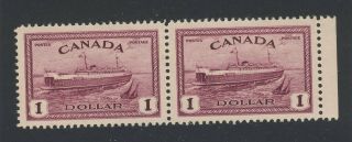 2x Canada Mh Vf Stamps 273 - $1.  00 Pair Train Ferry Mh Vf Guide Value = $90.  00