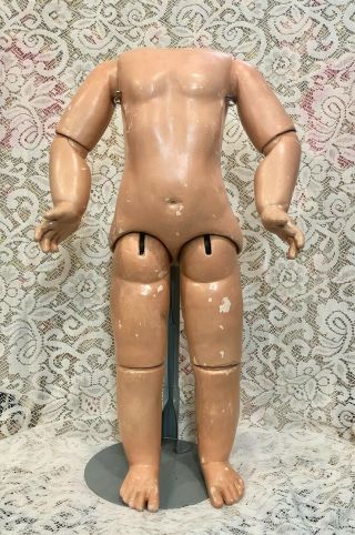 Large Antique Jumeau Ball Jointed Doll Body For Bisque Head - Blue Stamp