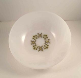 Vintage Anchor Hocking Suburbia Oven Proof Serving Bowl With Green Flowers