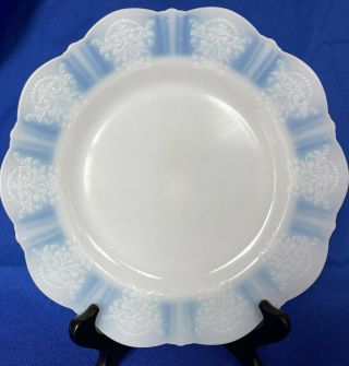 Macbeth - Evans American Sweetheart Lunch Plate Monax White Opalescent Glass 9 3/8