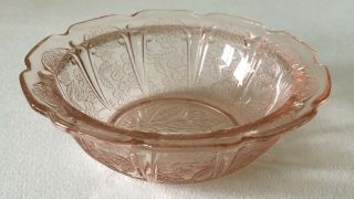 Antique Jeannette Pink Depression Glass Cherry Blossom Small Berry Fruit Bowl