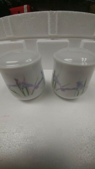 Corelle Shadow Iris Salt And Pepper Shakers 3” Retired