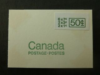 Canada,  30242 50c Cent.  7c (, 3c /1c) Booklet 2 Panes,  T1 Cover,  Sml Sticker Bk68c