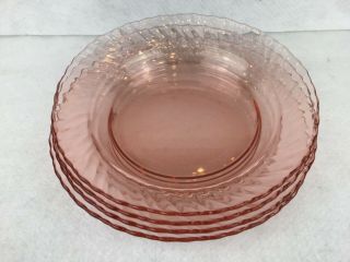 Arcoroc Set Of 4 Rosaline Pink Swirl 9” Plates Or Rimmed Soup In Vgvc France