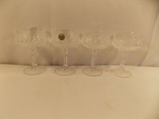 Cristal D " Arques " Longchamp (clear) " 4 Champagne/sherbets