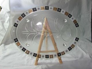 Mid Century Modern Inland Glass Atomic Starburst Pattern Meat Serving Platter