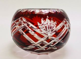 Fifth Avenue Crystal Ruby Red Cut To Clear Tea Light Votive Candle Holder