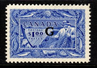 Canada O27 $1 Fisheries G Official Overprint Issue,  Fresh,  Og,  Never Hinged