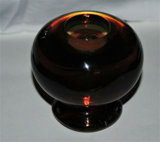 Vtg Galliano Ferro Murano Art Glass Round Pedestal Candle Stick Holder Amberina