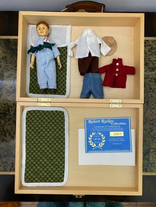 Rare Authentic Robert Raikes 6” Wooden Doll Joey W Signed Case Hitty Friend