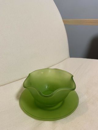Indiana Glass Co.  Lime Green Bowl And Saucer Set Vintage