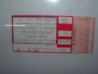 Jefferson Starship 1984 Concert Ticket Stub Sacramento Cal Expo Eddie Money Rare