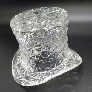 Vintage Fenton Clear Cut Glass Daisy & Button Top Hat Bud Vase Toothpick 2 1/2 "