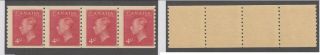 Mnh Canada Kgvi 3 Cent Coil Strip Of 4 300 (lot 17673)