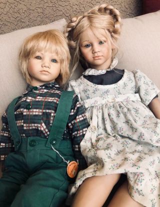 Annette Himstedt Barefoot Children Ellen And Bastian / 1986 / 26” Doll/ Signed