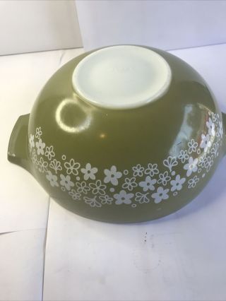 Pyrex Olive Green W/ White Crazy Daisy 4 Qt 444 Cinderella Mixing Bowl