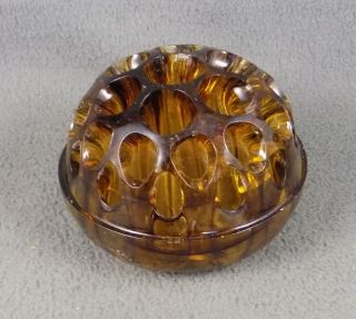 Art Deco Davidson Glass Flower Frog - 5 Inch - Amber - 19 Holes - 0161/098