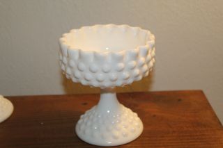 Fenton Hobnail Milk Glass Footed/pedestal Candy Dish