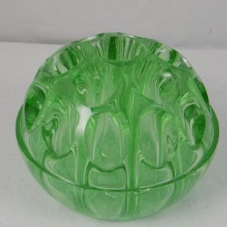 Art Deco Davidson Glass Flower Frog - 4.  5 Inch - Green - 19 Holes - 382699/31