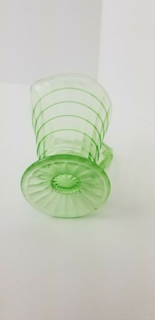 Anchor Hocking Block Optic Green Footed Cone Tall Creamer Uranium Glass 3