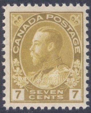 Canada 113 1916 7c Yellow Ochre King George V Admiral Mnh Cv$150 (17)