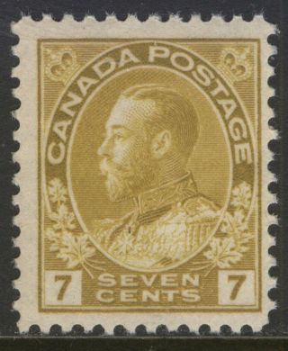 Canada 113 1916 7c Yellow Ochre Kgv Admiral Mnh Cv $150 (9)