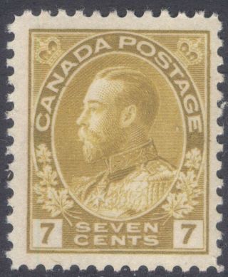 Canada 113 1916 7c Yellow Ochre King George V Admiral Mnh Cv$150 (5)