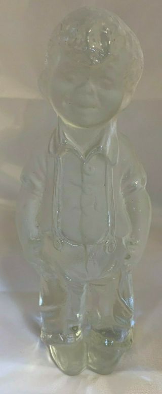 Vtg Viking Glass Little Boy Ice Paperweight Figurine Bookend Hand Made 8” Tall