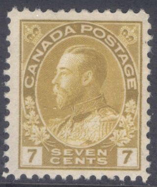Canada 113 1916 7c Yellow Ochre Kgv Admiral Mnh Cv $150 (3)