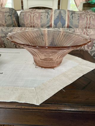 Vintage Large Pink Depression Glass Serving Bowl