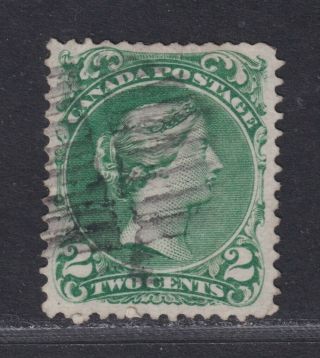 Canada Scott 24b 1868 2¢ Green Large Queen Light Crease Scv $120