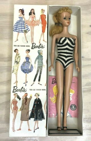 Vintage 1958 Barbie In The Box With Stand And Booklet All 4 Ponytail