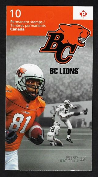 Canada 2012,  100th Grey Cup Booklet 500,  (sc 2569a) Bc Lions 10 Stamps M Vf Nh