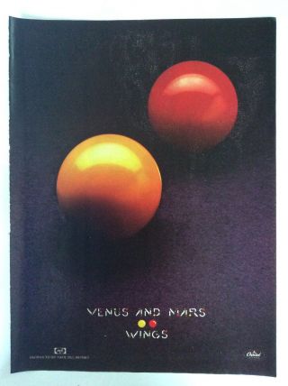 Paul Mccartney Wings “venus & Mars” 1975 Ad,  Advertisement,  Picture,  Poster