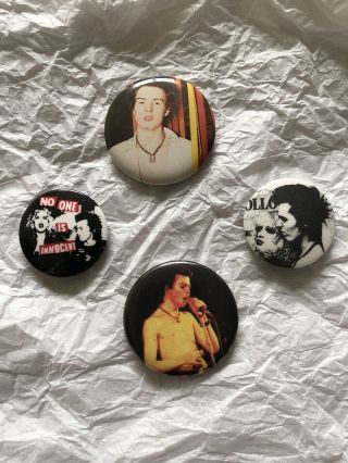 Vtg 70s 80s Punk Sid Vicious Sex Pistols Button Pins