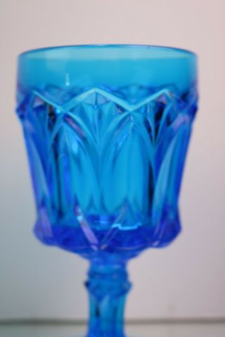 Red Cliff Heirloom Blue Water Goblet Pressed Glass Fan Panels Arches